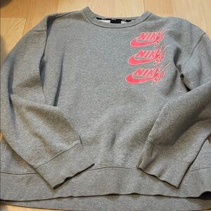 Nike Grey Crewneck Sweatshirt with Pink Nike SB Stacked Logos
